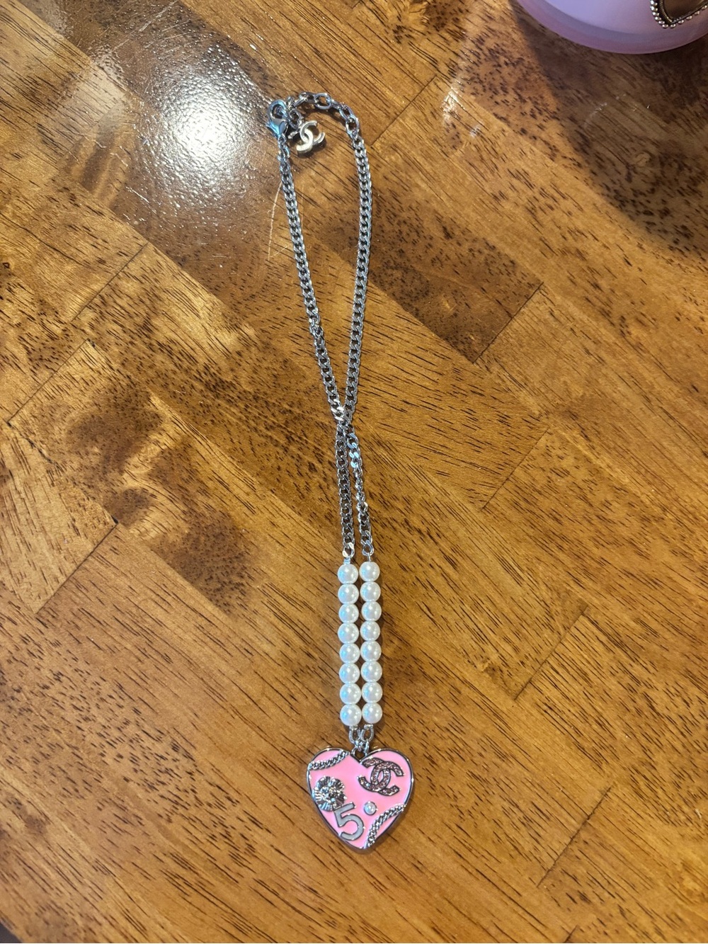 Fashion Jewelry Pink Heart Pearl Pendant Necklace